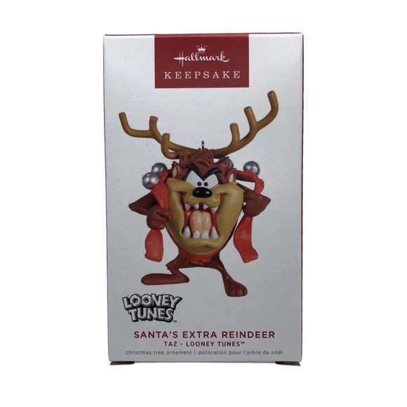 2022 Hallmark Looney Tunes Taz Santa's Extra Reindeer Keepsake Ornament w/ Box - Picture 5 of 8